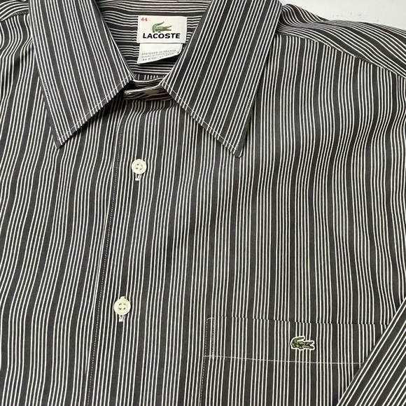 Lacoste Mens Size XL Super Sharp Stripped Button Up Shirt Size 44 - Picture 2 of 6